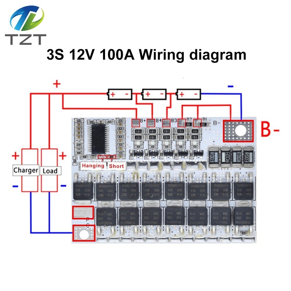 3s/4s/5s Bms 12v 16.8v 21v 100a Li-ion Lmo Ternary Lithium B