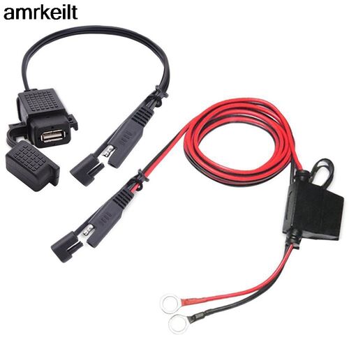 Waterproof Motorcycle Dual USB Charger Kit SAE to USB Adapte