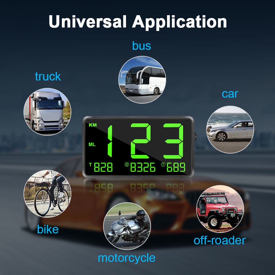 Car GPS Speedometer Big Fonts LED Display KM/h MPH Speed Ala