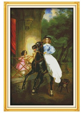 The Horse Riding Woman Patterns Counted Cross Stitch 11CT 14