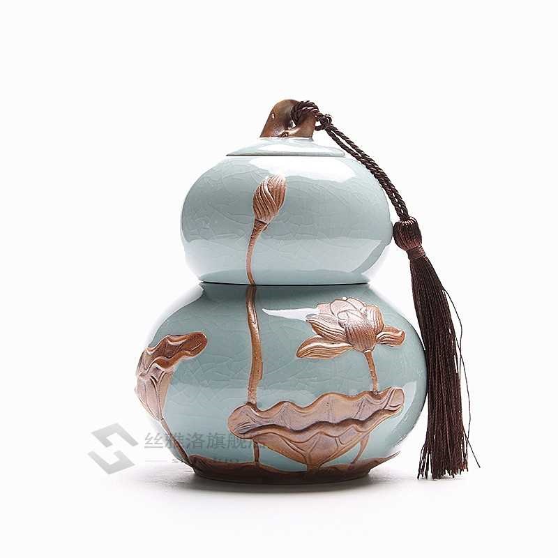 LW ceramic tea caddies porcelain gourd tea canisters Kung fu