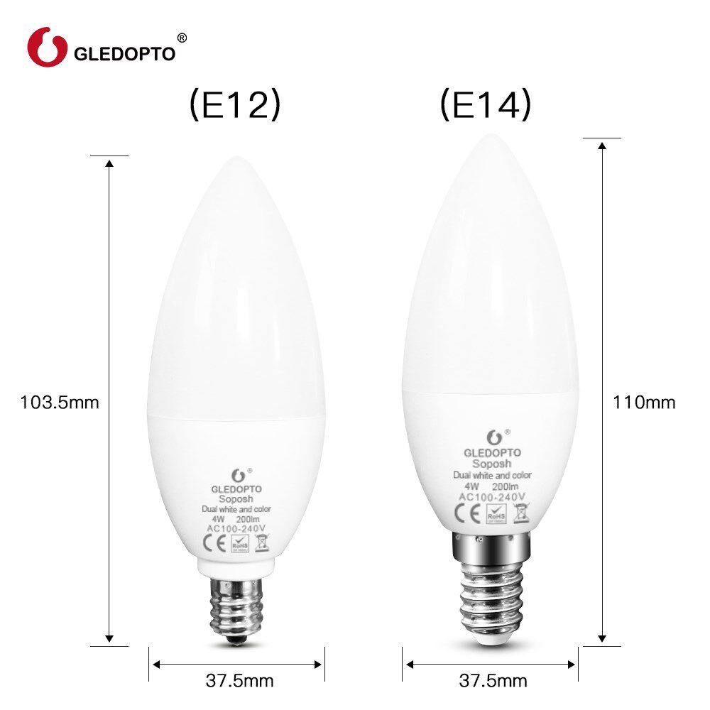 E12 E14 Zigbee Led Smart Bulb 4W Dimmable RGBCCT Ambiance D