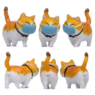 1Pc Cartoon Face Cover Fat Cat Design DIY Mini Model Figuri