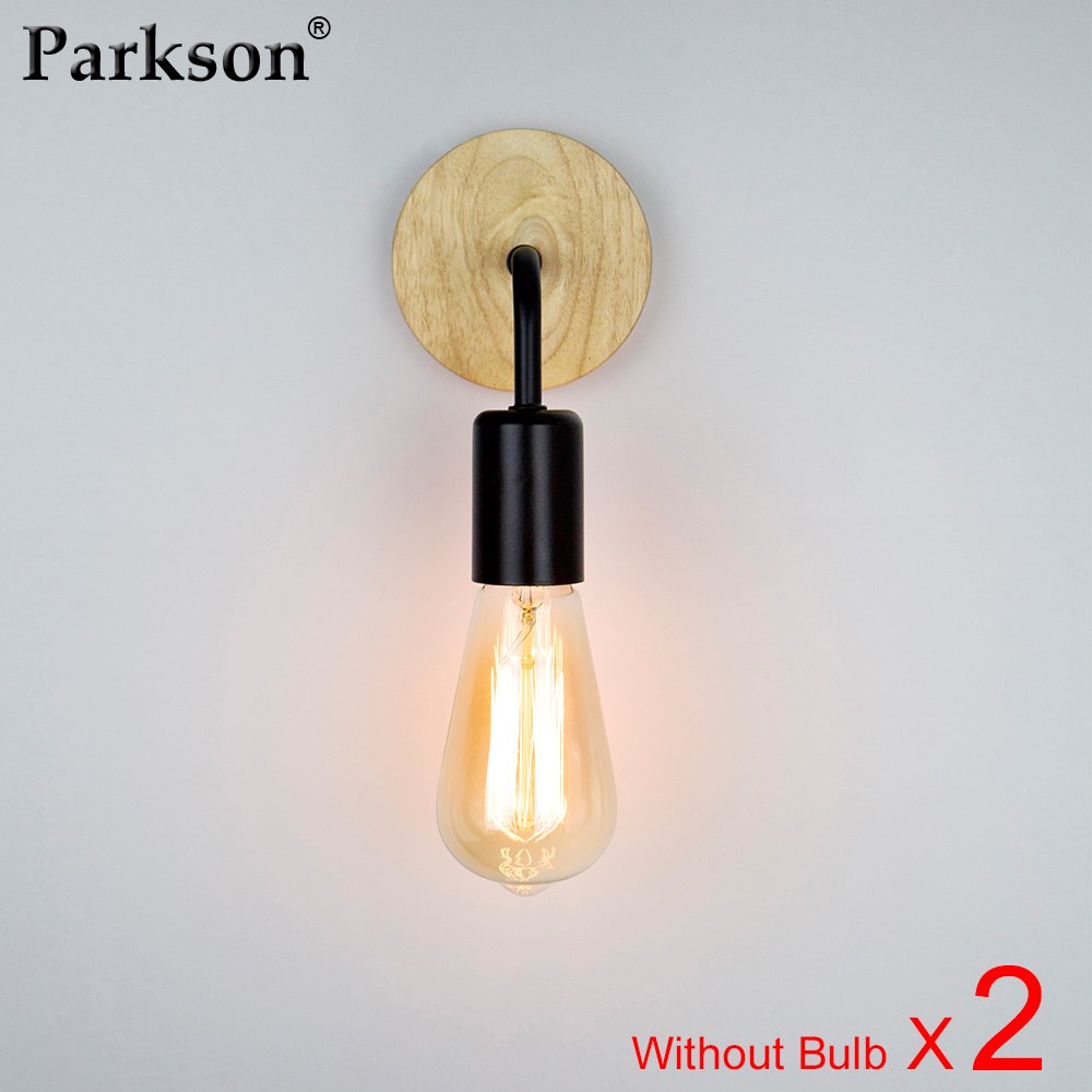 2Pcs Wood Wall Lights Vintage Retro Wall Lamp E27 110V 220V