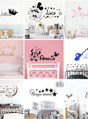 Cartoon Personalized Custom Name Mickey Mouse Wall Sticker D