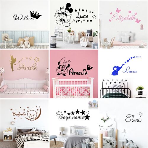 Cartoon Personalized Custom Name Mickey Mouse Wall Sticker D