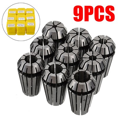 9pcs ER16 Spring Collets Set Precision 1/8