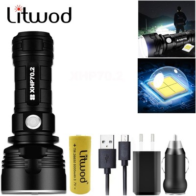 Powerful LED Flashlight xhp70.2 250000cd torch SB Rechargeab
