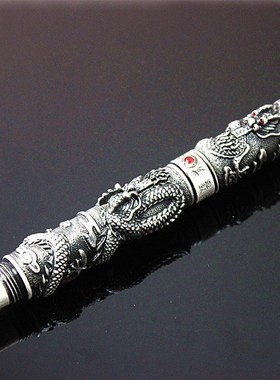 Silver Dragon ved With RED Diamond Rollerball Pen