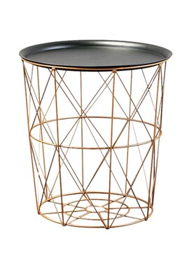 Modern Gold Round Wire Metal Storage Basket Side Table Bedro
