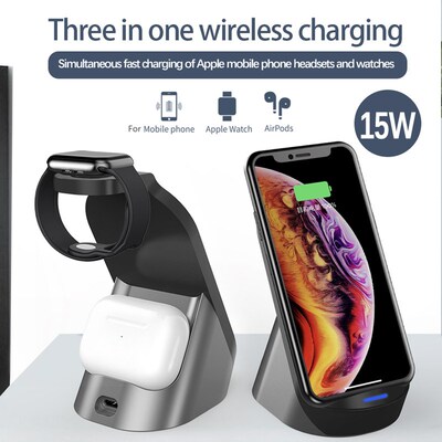 15W Wireless Charger 3 in 1 Fast Charging For iPhone 12/11