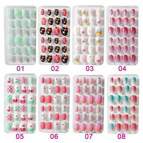 24PCS/Lot Candy False Nail Tips  Press On Children Cartoon