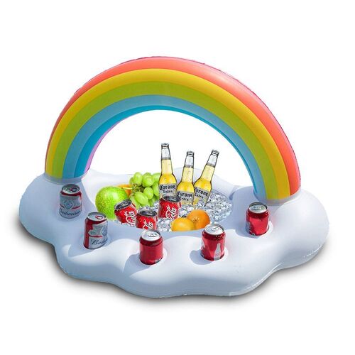 Rooxin Inflatable Drink Holder Rainbow Pool Float Swimming