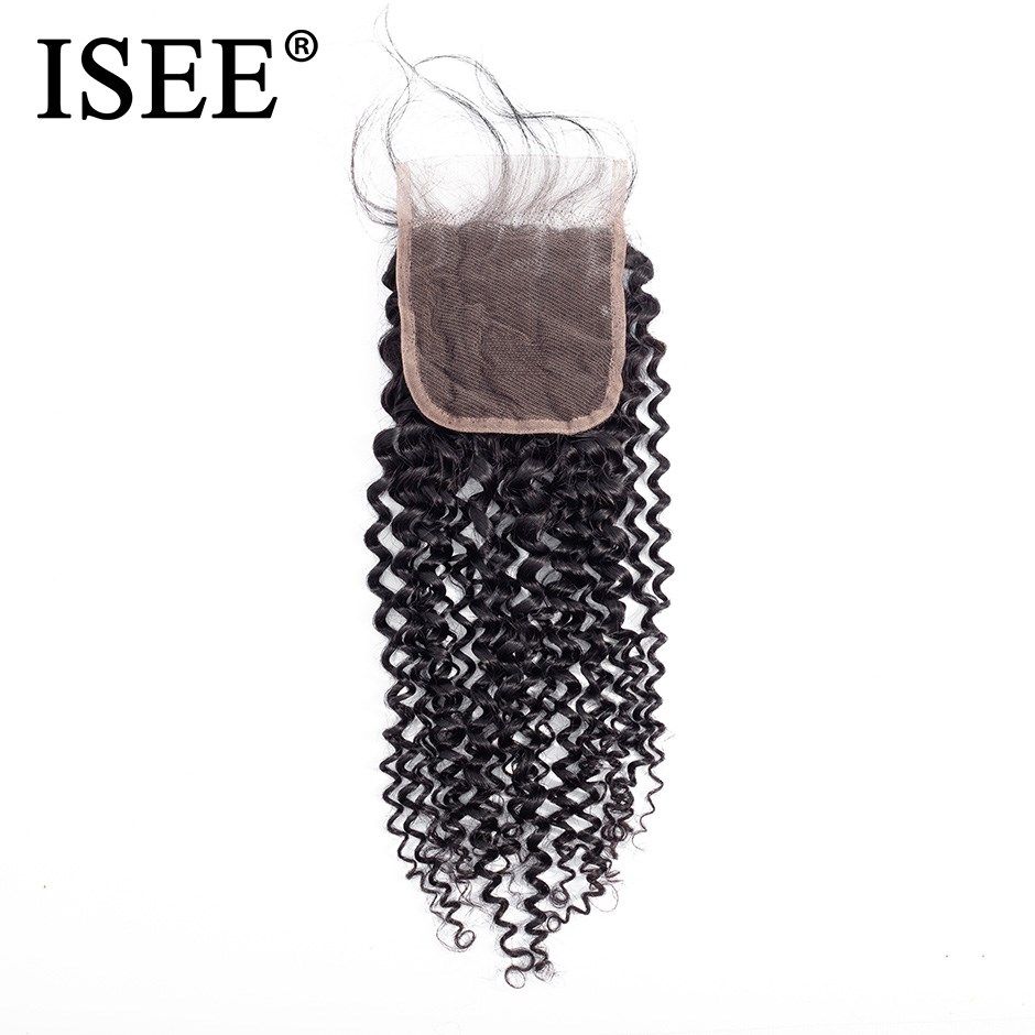 hair kinky curly closure 4*4 free part  remy human hair