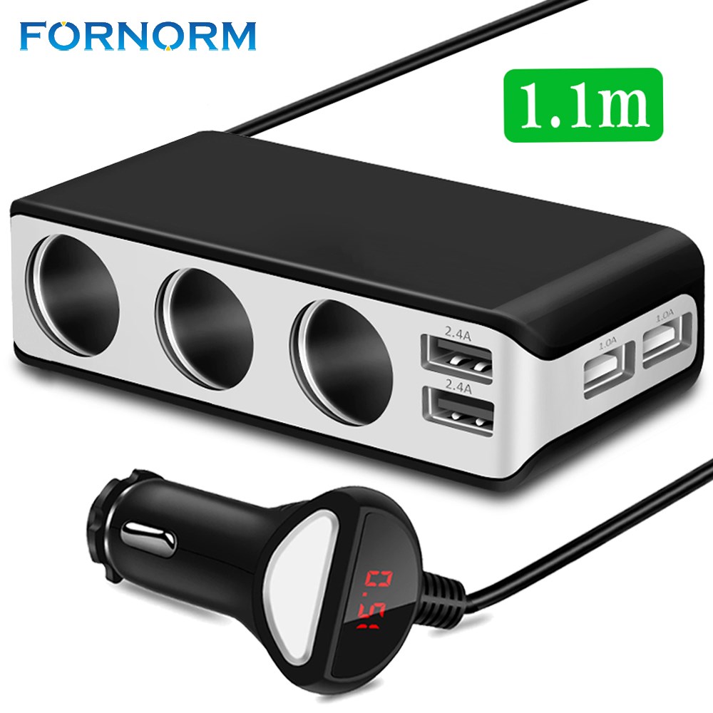 Fast Car Charger With 4 USB Port Voltmeter With Multiple Pro