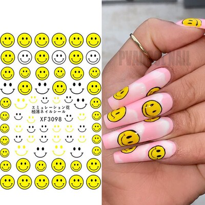 Summer Nails Smile Face 3D Nail Art Stickers Decals Adhesiv