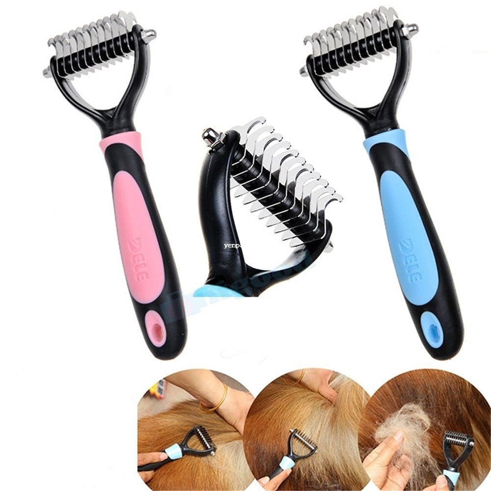 Safely Pet Fur Knot Cutter Dog Combs Hair Remover Double-sid