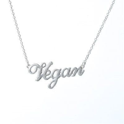 Vegetarian Symbol Customizable Letters Vegan Necklace Vegan