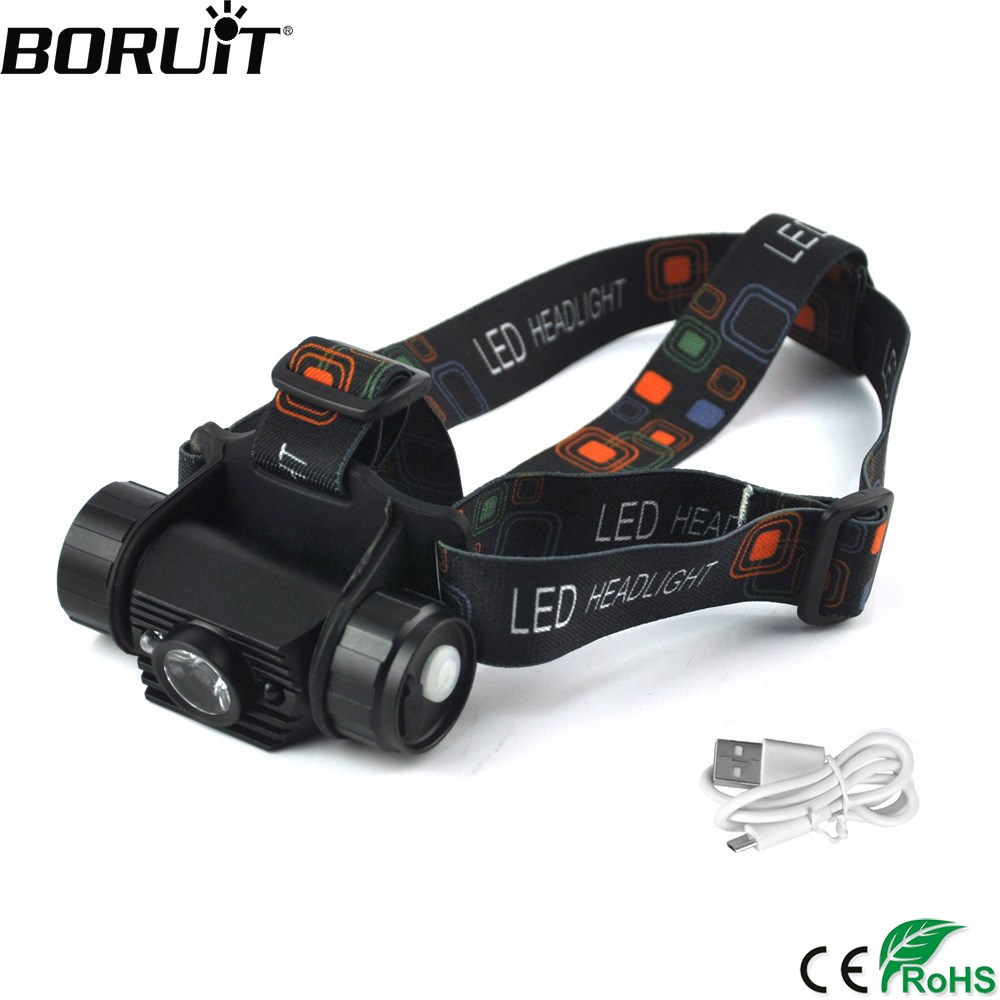 BORUIT XPE 020 LED IR Sensor Mini Headlamp 18650 Battery Rec