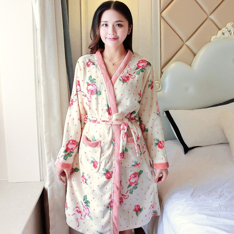 Cartoon Lovely 2018 Thicken Nightgowns Winter Bathrobe Women