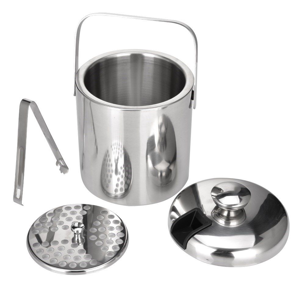 1.3L Stainless Steel Ice Cube Container Double Walled Ice Bu