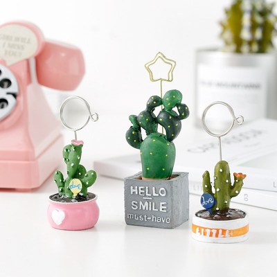 TUTU 4pcs/lot Cute Card Holder Cactus Resin Plant Decoratio