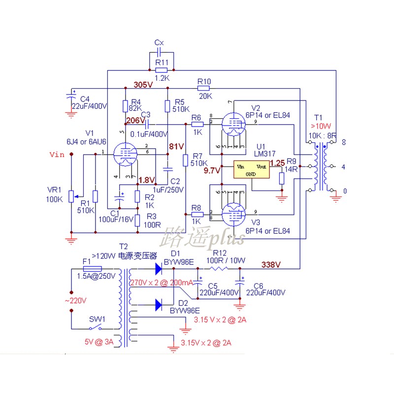 Lusya AMP sch 6J4/6A6-EL84/6P14 PCB  board push-pull power a