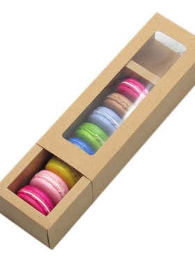 Macaron Transparent Window Box Kraft Paper Drawer Box Baking