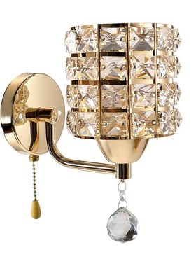 Sconce lamp AC85-265V pull chain switch crystal wall lamp li