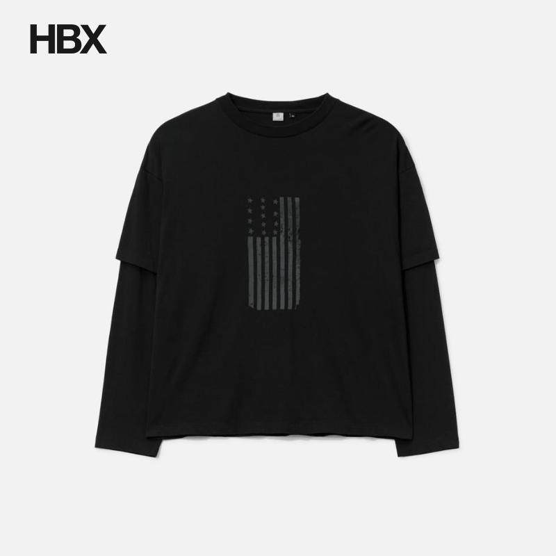 POLYTERU Graphic Double Layer Tee (American Flag) 长袖T恤HBX