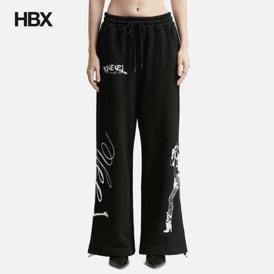 YEEL Cowgirl Print Wide Sweatpants Black 长裤女HBX