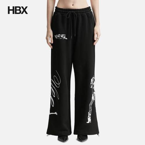 YEEL Cowgirl Print Wide Sweatpants Black 长裤女HBX