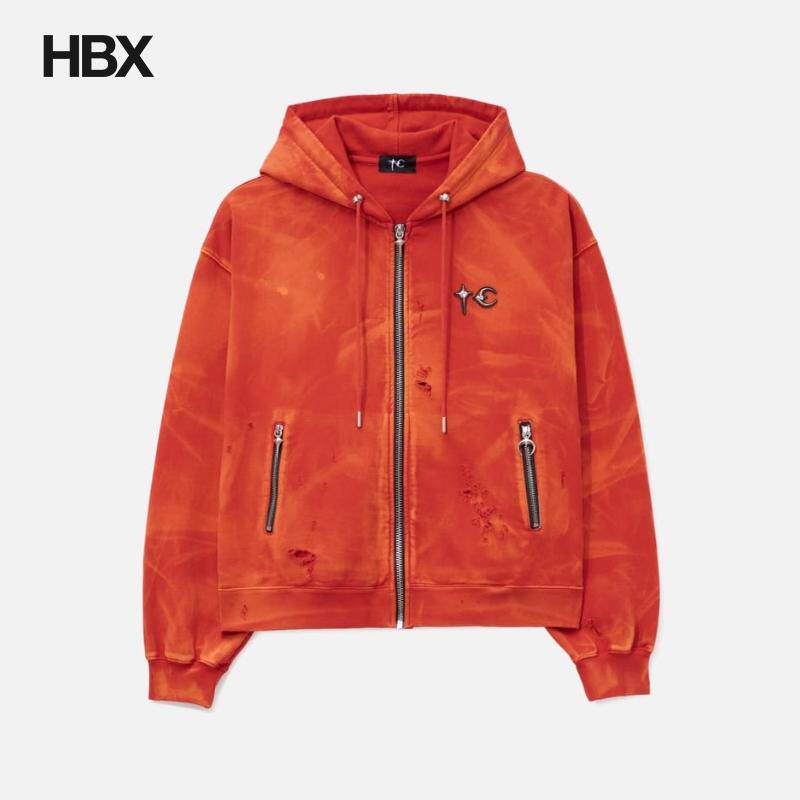 THUG CLUB Two Tone Washed Zip-Up Hoodie 帽衫外套男HBX