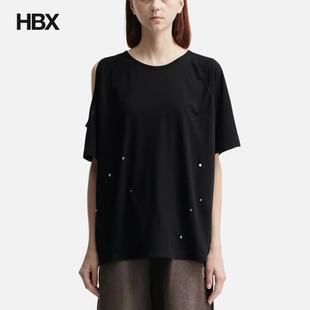 Deinet One-Slit Snap T-Shirts In Black 短袖T恤女HBX