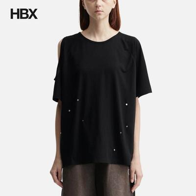Deinet One-Slit Snap T-Shirts In Black 短袖T恤女HBX