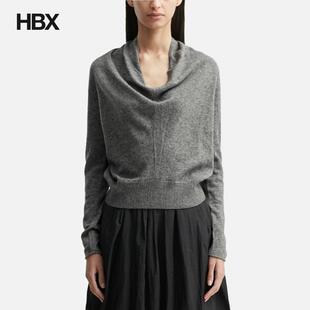 Cowl Knit Neck Pullover 女HBX anggae 保暖针织衫 Eyelet