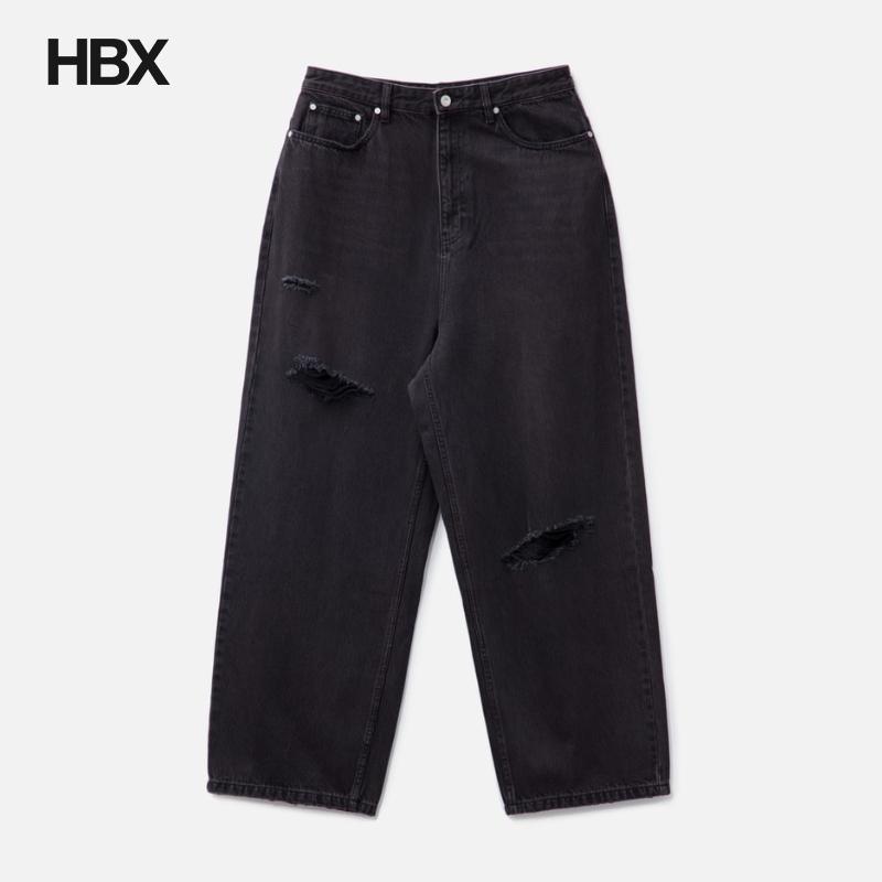 CODA Black Washed Crushed Extended Cut Luft Jeans 牛仔裤男