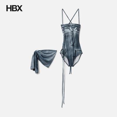 NACHE DENIM PRINTED SWIMSUIT 泳装女HBX
