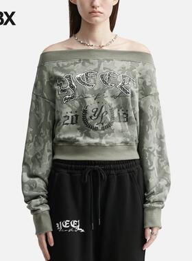 YEEL Graphic Off-shoulder Cropped Top Camo 长袖T恤女HBX
