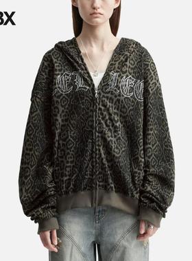 YEEL Studded Zip-up Hoodie Oversized Leopard 帽衫外套女HBX