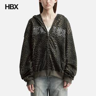 Hoodie Oversized YEEL 帽衫 Zip Leopard 外套女HBX Studded