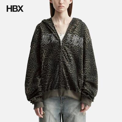 YEEL Studded Zip-up Hoodie Oversized Leopard 帽衫外套女HBX