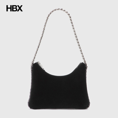 Stella McCartney Falabella Mini Velvet and Crystal Chain Sho