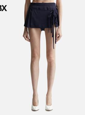 PUSHBUTTON NAVY SIDE SLIT OPEN MICRO SKORTS 短裤女HBX