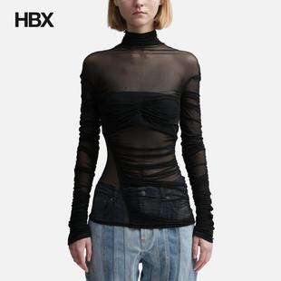 Top Mesh 上衣女HBX Ruched MUGLER