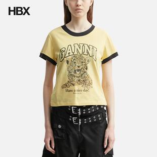 Ganni Basic Jersey Leopard T-shirt 短袖T恤女HBX