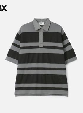 Grey Cotton Ami De Coeur Stiped Polo Polo衫男HBX