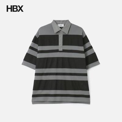 Grey Cotton Ami De Coeur Stiped Polo Polo衫男HBX