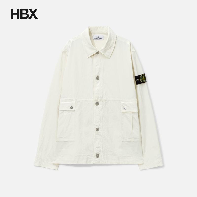 Stone Island/石头岛 Stretch Ripstop Cotton 长袖衬衫男HBX