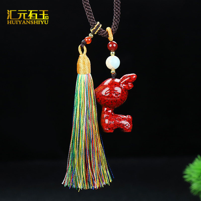 朱砂手机挂饰晶体砂烫金时尚包包车钥匙扣挂件手工DIY平安福牌